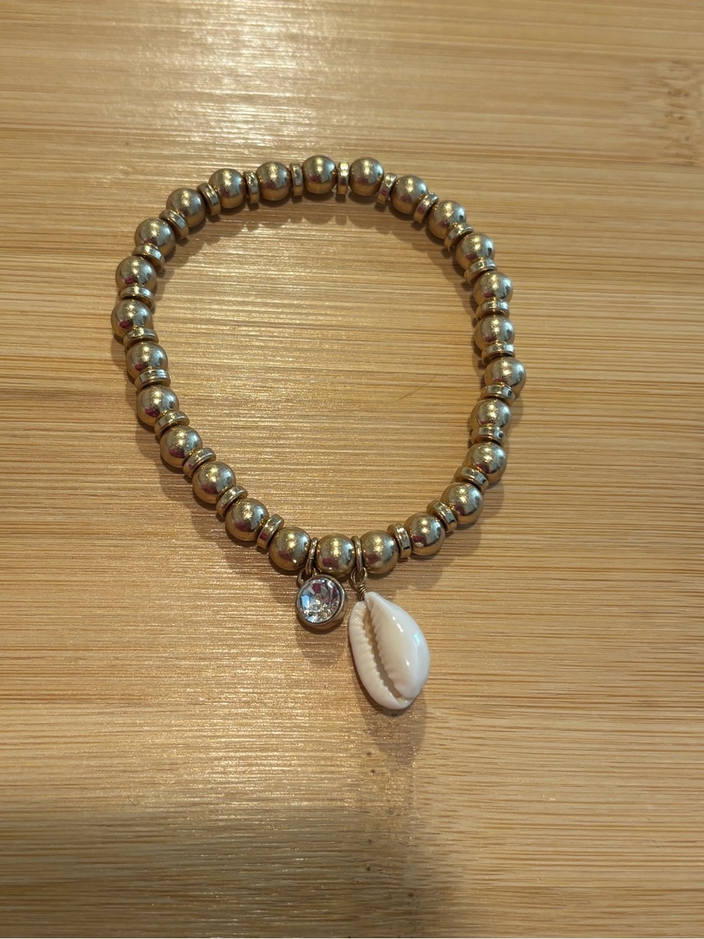 Gold Beaded Bracelet with White Shell Charm, Tommy Bahama jewelry